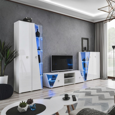 Obývací pokoj Luxusní zařízení, 3dílná sestava stěnových jednotek, designové nábytek Vitrína Dřevo.