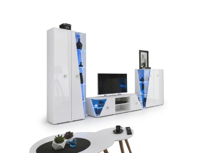 Obývací pokoj Luxusní zařízení, 3dílná sestava stěnových jednotek, designové nábytek Vitrína Dřevo.