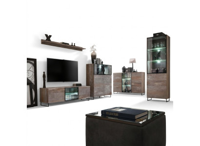 Design Wohnwand TV-Ständer 2x Vitrine rtv Lowboard Einrichtung Set 5 tlg