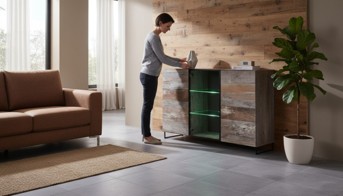 Kommode Wohnzimmer Holz Sideboard Holz Einrichtung Moderne Design Neu