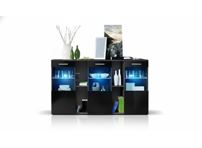 Černý nábytek Sideboard Designer Kommode obývací pokoj Moderní dřevěný nábytek.