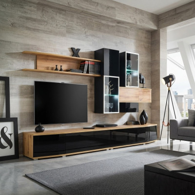 Designerová obývací stěna Moderní design obývacího pokoje Luxusní nábytek Stěnní regály Nové.