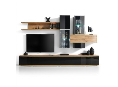 Designerová obývací stěna Moderní design obývacího pokoje Luxusní nábytek Stěnní regály Nové.