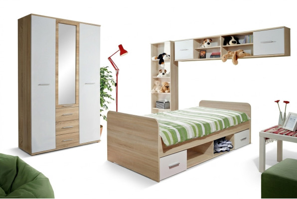 Kinderzimmer Set Bett Nachttisch Designer Kleiderschrank Modern Einrichtung 4tlg