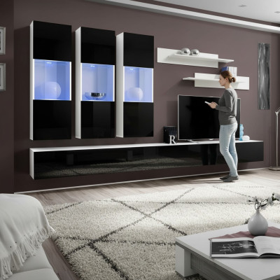 Wohnzimmer Modern Wohnwand Designer Holzmöbel TV Ständer Luxus Hänge Vitrine