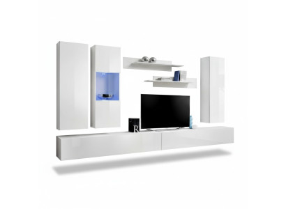 Wohnwand Holz Wohnzimmer Möbel Weiß TV Ständer Moderne Design Wand Regale