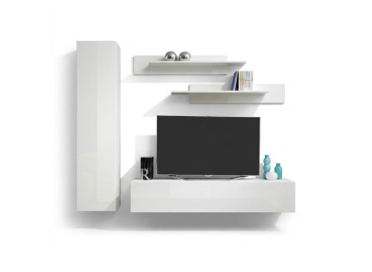 Wohnwand Weiß TV Ständer Designer Einrichtung Wohnzimmermöbel Wand Regale