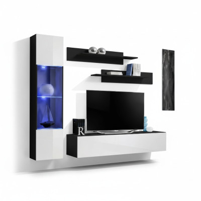 Komplett Set 4 tlg Designer Luxus Wohnzimmermöbel Wand Regal Hänge Vitrine Möbel