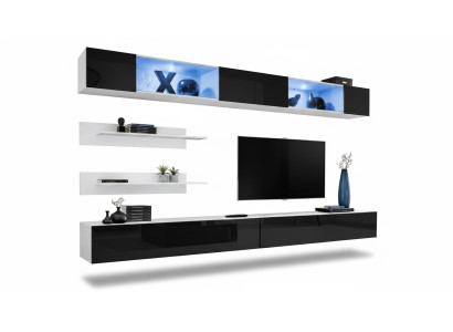 Obývací pokoj Set 6 dílný Luxus Obývací stěna Skříň na zeď 2x TV stojan Design Nábytek