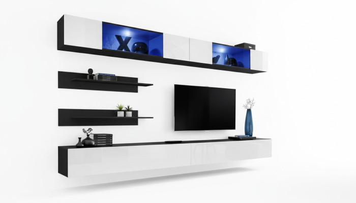 Holzmöbel Wohnwand 2x Wandschrank Wandregale Design Set Einrichtung