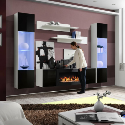 Obývací pokoj Obývací stěna TV stojan Regál Luxus Design Set 5 dílná Moderní nábytek Nový