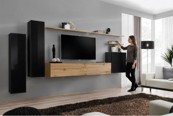 Kompletní 7dílná stěnová skříň obývací stěna obývací pokoj luxusní zařízení moderní nábytek