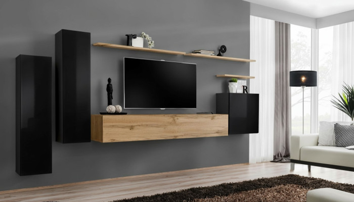 Kompletní 7dílná stěnová skříň obývací stěna obývací pokoj luxusní zařízení moderní nábytek
