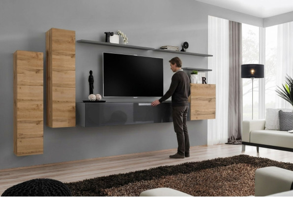 Designer Wohnzimmer Komplett Wohnwand Regale Luxus Wandschrank Neu