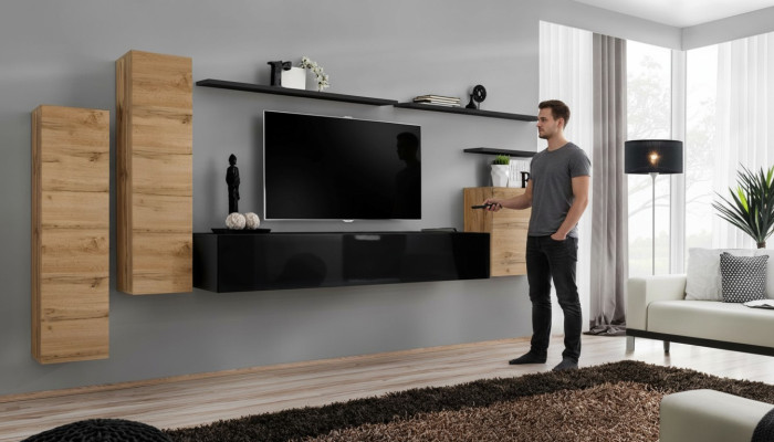 Luxusní set nábytku do obývacího pokoje od designéra, stěnová jednotka, regál, skříň.