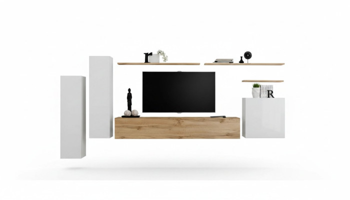 Designer Wohnwand Wandregal Set 7tlg Luxus Modern Wohnzimmermöbel