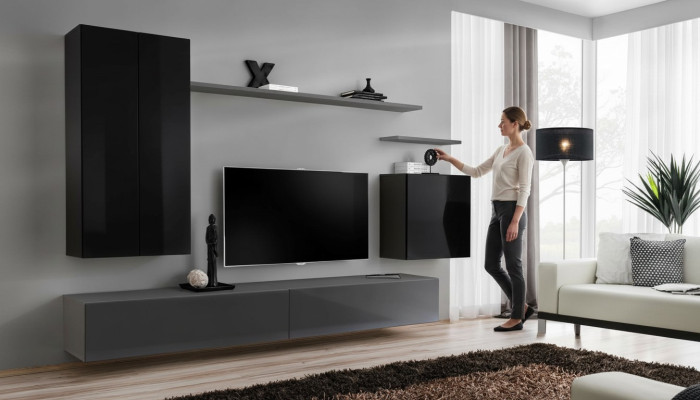 Wohnwand Sideboard Polička na zeď Skříňka na TV Police na zeď Skříň na zeď Nábytek do obývacího pokoje