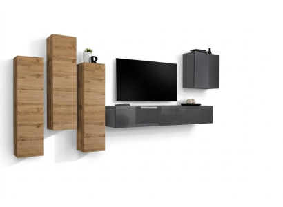 Luxus Set Wohnwand 5tlg. Wohnzimmer Einrichtung rtv Wandschrank Grau Möbel