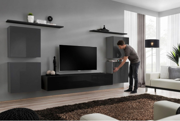 Garnitur 7tlg Wohnwand Luxus Wohnzimmer Set Holz Wandregal Möbel Einrichtung Neu