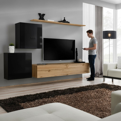 Moderní nová stěnová skříň Sideboard hnědá designový nábytek do obývacího pokoje ze dřeva stěnná skříň