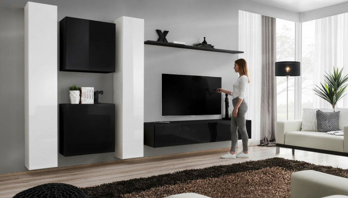 Wohnzimmer Wohnwand Set 4tlg Gruppe Garnitur Schrank 4tlg. Holz Möbel Regal