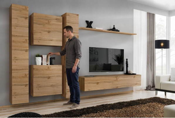 Wand Schrank Wohnzimmer Designer Wohnwand Wand Regal Holz Wandschrank