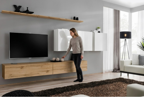 Kompletní set obývací stěny Moderní TV stojan Sideboard Design stěna Regál