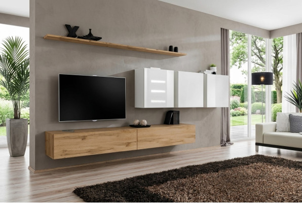 Kompletní set obývací stěny Moderní TV stojan Sideboard Design stěna Regál