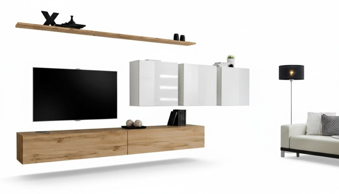 Kompletní set obývací stěny Moderní TV stojan Sideboard Design stěna Regál