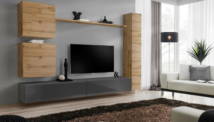 Návrhář nábytku Braun 3x závěsná skříň Dřevěný luxusní set TV stojan