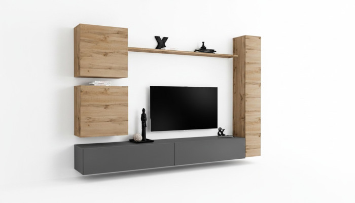 Návrhář nábytku Braun 3x závěsná skříň Dřevěný luxusní set TV stojan