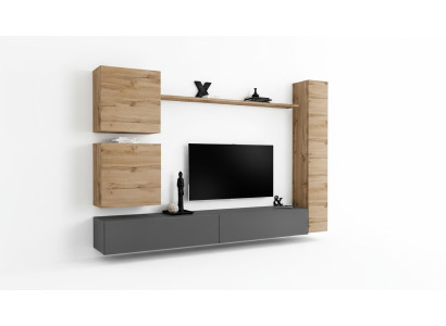 Návrhář nábytku Braun 3x závěsná skříň Dřevěný luxusní set TV stojan