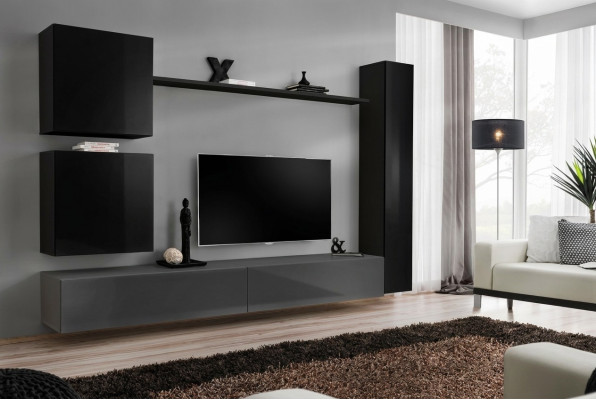 Skříň na stěnu Nábytek do obývacího pokoje Sada nábytku pro obývací pokoj 6 kusů Designérská stěna Regál Sideboard