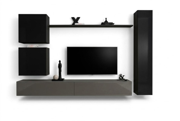 Skříň na stěnu Nábytek do obývacího pokoje Sada nábytku pro obývací pokoj 6 kusů Designérská stěna Regál Sideboard