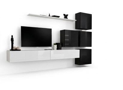 Moderní obývací stěna Stěnná police Stěnová skříň Bílý luxusní nábytek Designér Kompletní