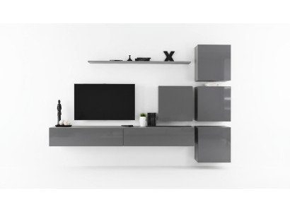 Grau Moderne Wohnwand Wohnzimmer Design TV Ständer Luxus Sideboard Schrank neu