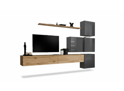 Luxus Holz Garnitur TV-Ständer Holz Wohnzimmer Wohnwand Wand Regal Design
