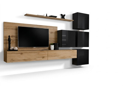 Dřevěný nábytek stěnová skříň TV stojan police Kompletní luxusní set garnitur