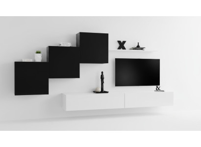 Komplett Designer Wohnzimmer 3x Wandschränke Weiß Sideboard 6tlg. Wohnwand Neu