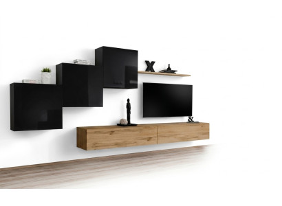 Wohnwand Braun TV Ständer Set Wohnzimmermöbel TV Ständer Sideboard Wandregal Neu