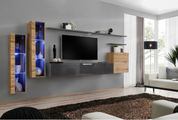 Luxus Design Möbel Garnitur Wohnwand Sideboard TV-Ständer Einrichtung Wandregal