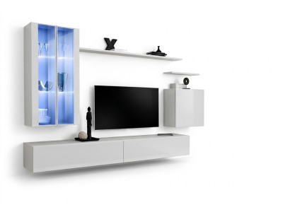 Wohnwand 7-tlg 2x Zavěšená skříň Design Nábytek Obývací pokoj Styl Moderní TV stojan