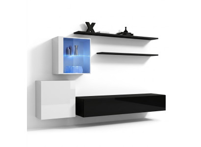 Wohnwand 260cm rtv Sideboard tv Ständer Luxus Wohnzimmermöbel Holz Schwarz  Obývací stěna 260cm rtv skříň televizní stojan luxusní obývací pokoj nábytek ze dřeva černé