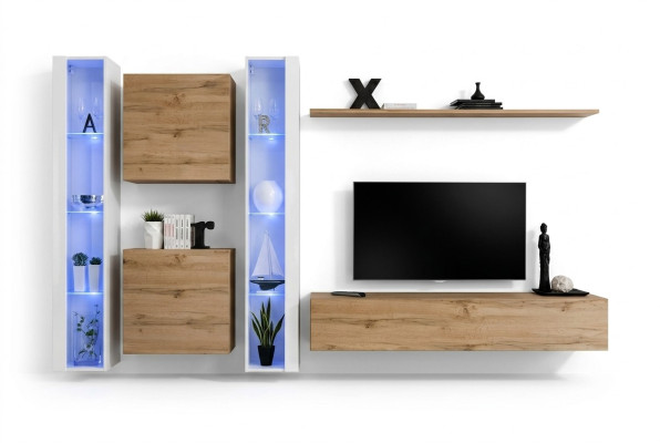 Wohnzimmermöbel Wandschrank TV-Ständer Braun Sideboard Komplett Einrichtung