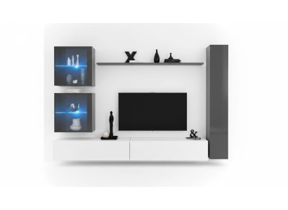 Návrhářská stěna Moderní TV stojan Židle Šedé zařízení Jídelní deska