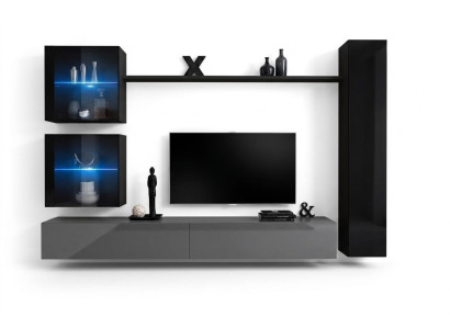 Černá stěnná skříň Designer Wohnwand Luxus Wohnzimmermöbel Wand Regal