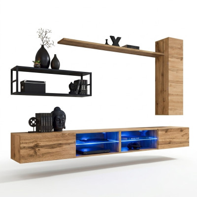 Braun Luxus Neu Wohnwand Set Wohnzimmermöbel Einrichtung Wandschrank Wand Regal