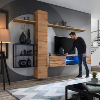 Luxus Wandschrank Möbel Einrichtung Wohnzimmermöbel Braun 3x Wand Regale