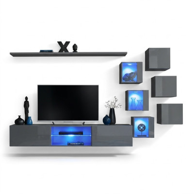 Luxus Möbel Set 8tlg Wohnwand Wand Regal 6x Wandschrank Neu Einrichtung