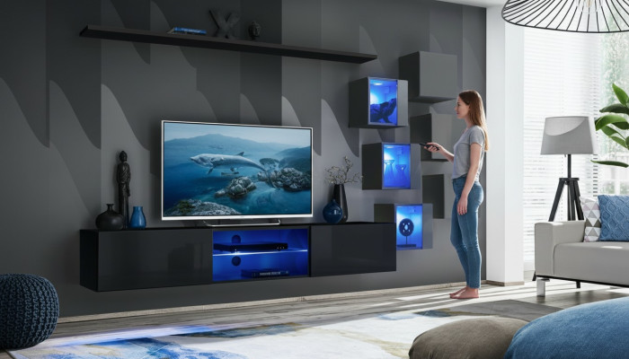 TV stojan stěnová jednotka komoda luxusní sada moderní designérské police kompletní